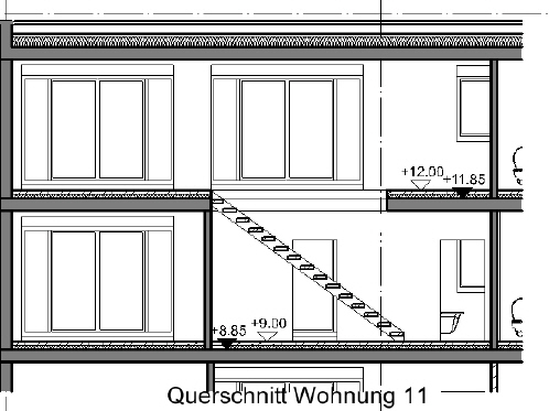 Querschnitt Wohnung 11 - 3. und 4. Etage